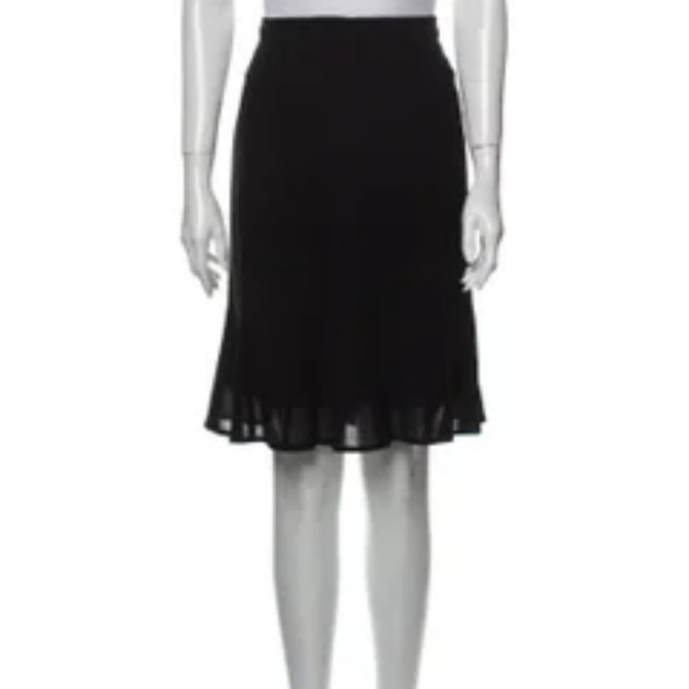 Piazza Sempione Black Virgin Wool Midi Length Skirt Size M #567